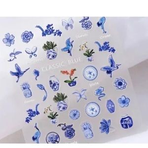 elegant Bkue oriental look Nail Art Sticker